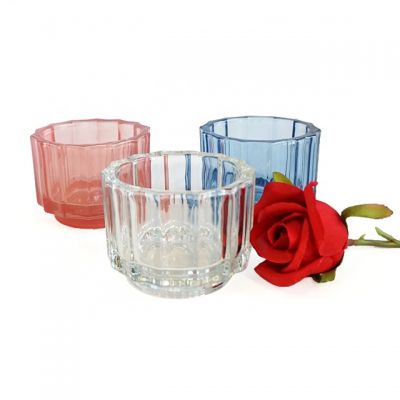 8oz recycled thick vertical stripe glass candle containers for home decor