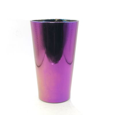 Elegant Purple Travel Cup Shape Glass Luxury Empty Container Candle Jar
