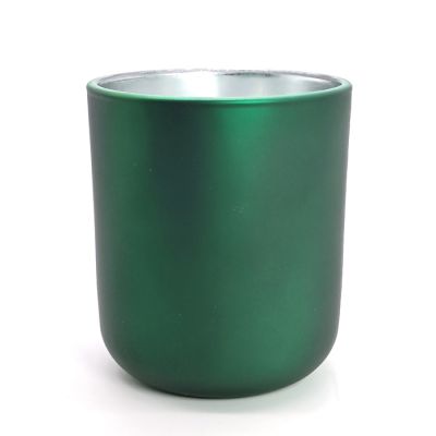 12oz Matte Green Glass Candle Jar Luxury Electroplating Glass Candle Container