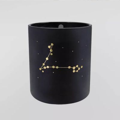 Home Decor Matte Black Glass Soy Wax Candle Jar with Gold Printing