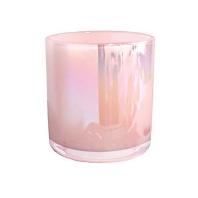 Home Decor Iridescent Pink Glass Candle Jars Custom