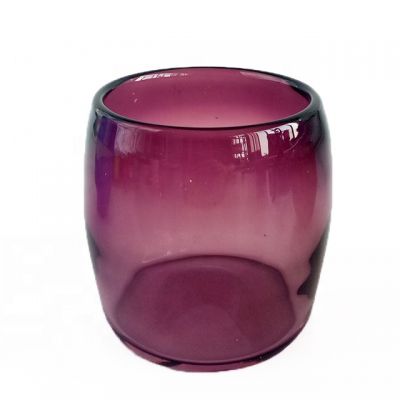 440ml hand blown bright purple heavy glass candle holders with wooden lid
