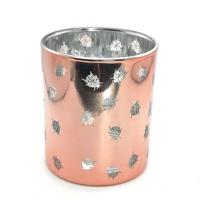 Luxury Rose Gold Design Cylinder Glass Scented Candle Storage Jar