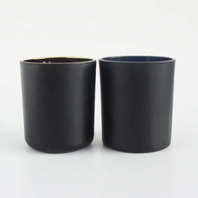 400ML black matte glass candle jars with or without gold rim