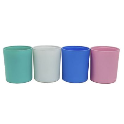 Colorful flat bottom straight side glass candle jar/holder/container/vessel/with wooden lid round gift box