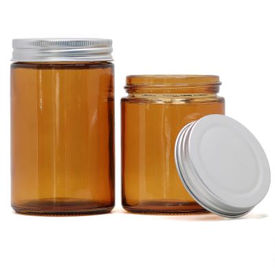 8 oz 120z sprayed transparent amber glossy grey glass mason candle jar with screw tin lid