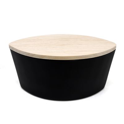 Special Leaf Shape Boat Candle Holder Sprayed Black And White With Wooden lid