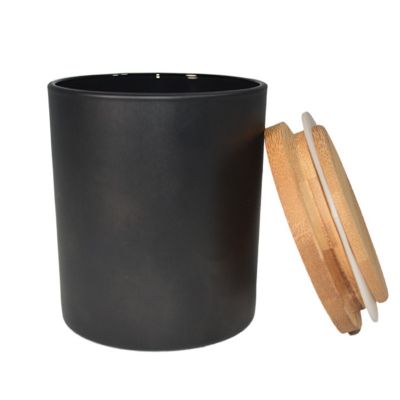 Matte Black Empty Glass Candle Jar With Metal Lid