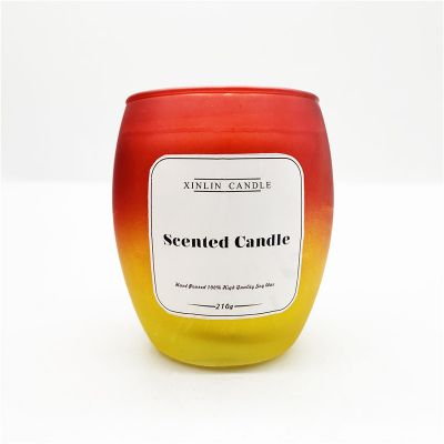 Home Decor Luxury Egg Shape Matte Gradient Color Glass Candle Jar