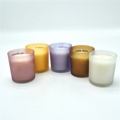 Factory price frosted glass jar glass candle jar with wooden lid