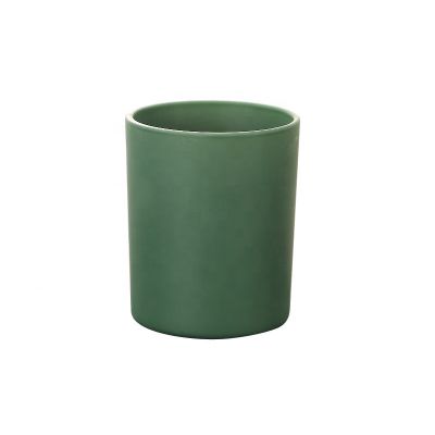Frosted Glass Candle Jar for DIY candle Making Green Matte Glaze Container with Lid Wholesale In Bulk Hot sale