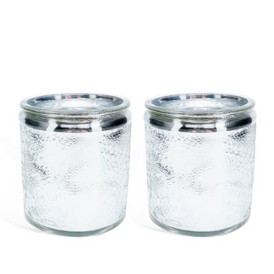 Silver Engraved Glass Candle Cup Candle Jar Scented Candle Aromatherapy Bottle