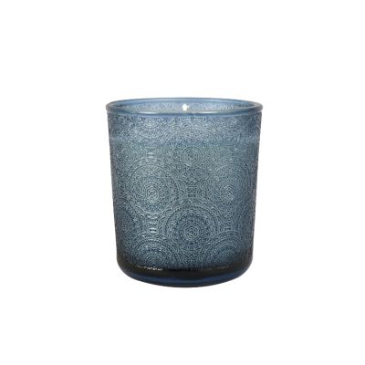 luxury blue glass candle jar candle holder