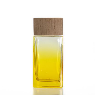 Rectangle shape diffuser glass bottle 60ml reed diffuser bottle with wooden cap