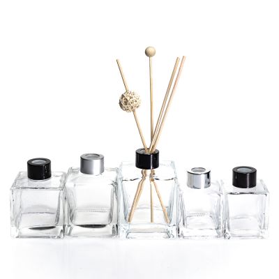 Square bottom glass reed diffuser bottle 200ml perfume glass bottle for fragrance