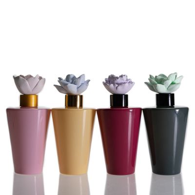 Wholesale Colored Inverted Cone Home Fragrance Bottle Oil 90ml Reed Diffuser Glass Bottle