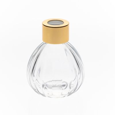 100ml Round Clear Embossed Reed Diffuser Bottle Round 3oz Diffuser Glass Bottles with Screw Metal lid