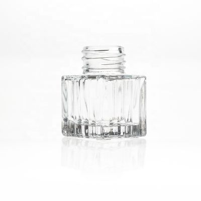 Engraving Embossed 25ml 1oz 2.5 cl Square Clear Empty Liquid Fragrance Bottles Glass Perfume Diffuser Bottle