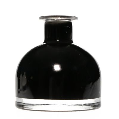 Black half ball shaped room Fragrance Bottle 90ml wooden rattan glass reed diffuser bottle wholesale