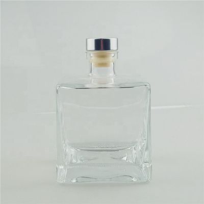 Wholesale 500ml transparent square diffuser glass bottle with rubber stopper
