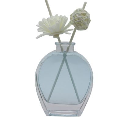 100 Ml Classic Pretty Flat Round Clear Reed Diffuser Glass Bottle With Rattan Cork