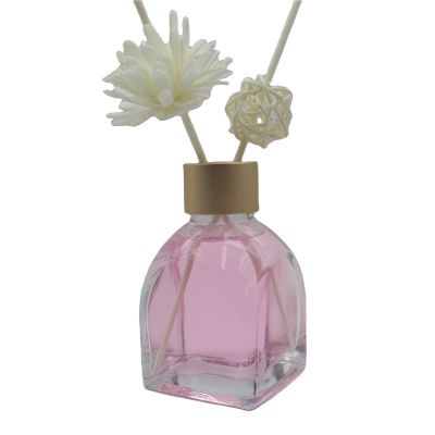 Round square transparent 100 ml glass bottles empty reed Diffuser bottle with screw lid