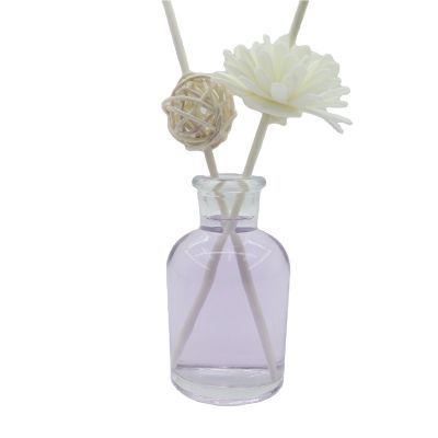 Wholesale Refillable Decorative Room Clear Cylinder Round Reed Diffuser Glass Bottle 60 Ml