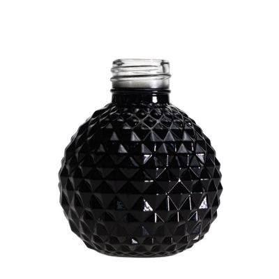 200ml round shape Solid black glass reed diffuser bottle with aluminum cap