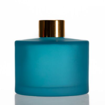 Fancy Colored Cylinder Aroma Bottle Glass Blue Matte 200ml Diffuser Bottle
