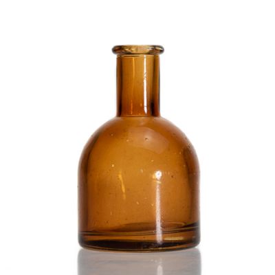 Custom Long Neck Aroma Oil Bottle 200ml Amber Reed Diffuser Bottle With Stopper