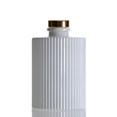 Home Decor Flat Stripe White Empty 200ml Reed Diffuser Bottle With Stopper