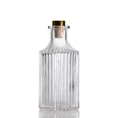 Supplier Embossed Diffuser Bottle Clear 150ml Glass Aroma Bottle With Stopper