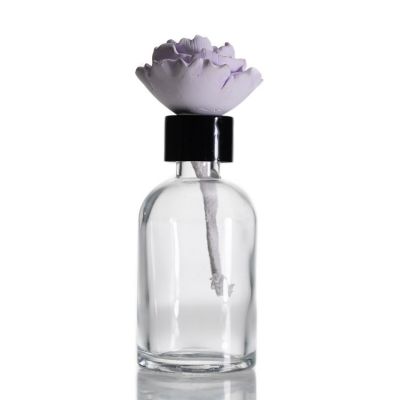 Whoelsale Fragrance Bottle Glass Round 100ml Clear Reed Diffuser Glass Bottle