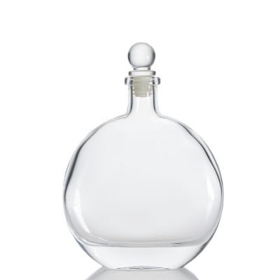 Custom Fragrance Bottle Flat Round Aroma Bottle 220ml Clear Glass Empty Diffuser Bottle