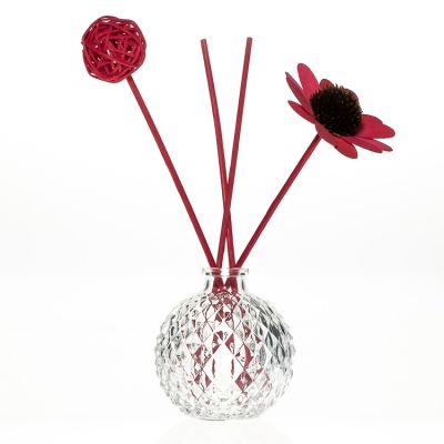Wholesale Crystal Round Ball 100ml Aroma Bottle Fragrance Oil Glass Diffuser Bottle With Sticks