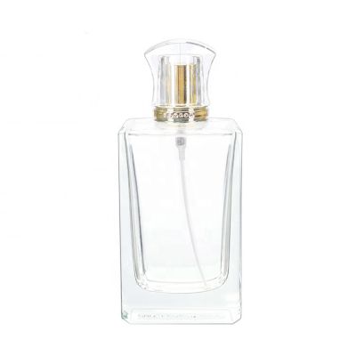 Hot sale luxury 50ml square empty crystal clear perfume glass bottle