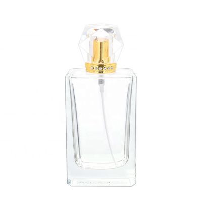 Clear Square Travel 50ml Glass Empty Fancy Spray Perfume Bottle with Acrylic Cap