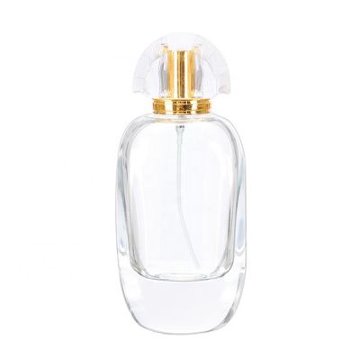 100ml clear perfume glass bottle with gold aluminum sprayer acrylic cap