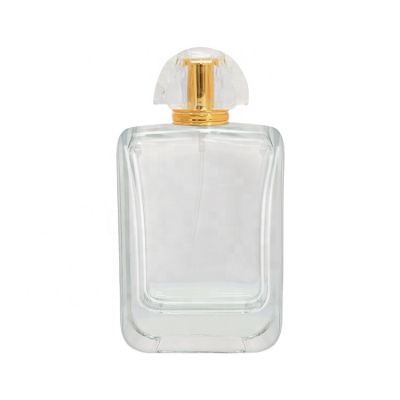 100ml empty clear square crystal glass perfume bottle with aluminum mist sprayer