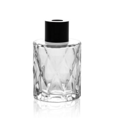 Crystal 60ml embossed glass fragrance aroma diffuser bottle for decorative