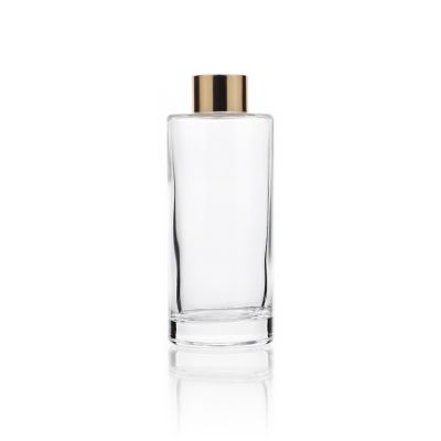 clear empty 200ml fragrane oil diffuser glass bottle tall round reed diffuser glass bottle with gold cap