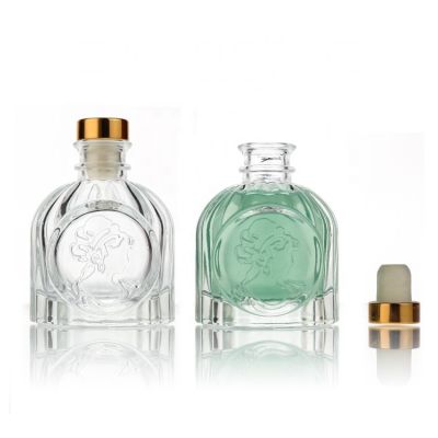 Room Decorative Reed Diffuser Empty Bottle 100 ml Wholesale Diffuser Glass Bottle With Metal Stickers