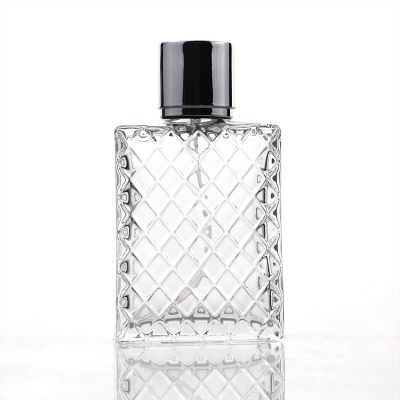 Hot sale 100ml Oblong Flat Clear Glass Empty Spray Bottle For Perfume