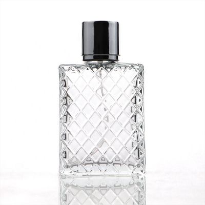 Luxury Transparent Glass Grid Square Refillable Perfume Bottle Spray Cosmetics Bottle