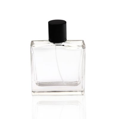 Square cut perfume 100 ml square glass perfume bottlewith black cap