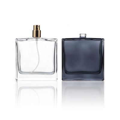 Wholesale Luxury Elegant Square Crimped Spray Glass Perfume Bottle 100ml