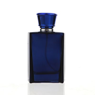 Luxury Men Packaging transparent dark blue color empty cosmetic sets spray glass bottle with pump