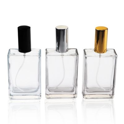 100ml glass clear square perfume bottle with pump spray