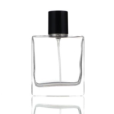 50ml Square Rectangle Empty Clear Perfume Glass Bottle with Square Crystal Cap