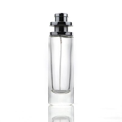Round clear 30ml glass perfume bottle with spray gold and sliver cap